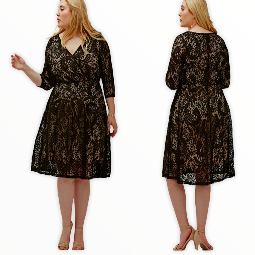 Gorgeous black nude Lace cocktail dress fit